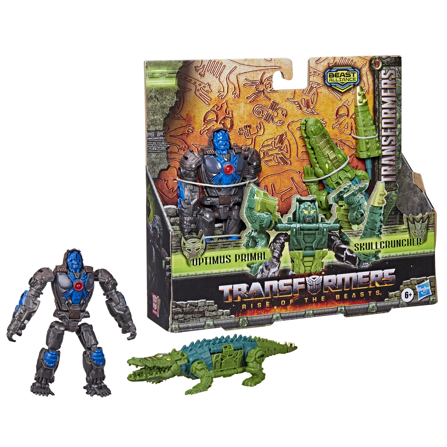Transformers Il Risveglio - Beast Alliance Beast Combiner, Confezione da 2 con Optimus Primal e Skullcruncher, Giocattoli da 12,5 cm per Bambini dai 6 Anni in Su