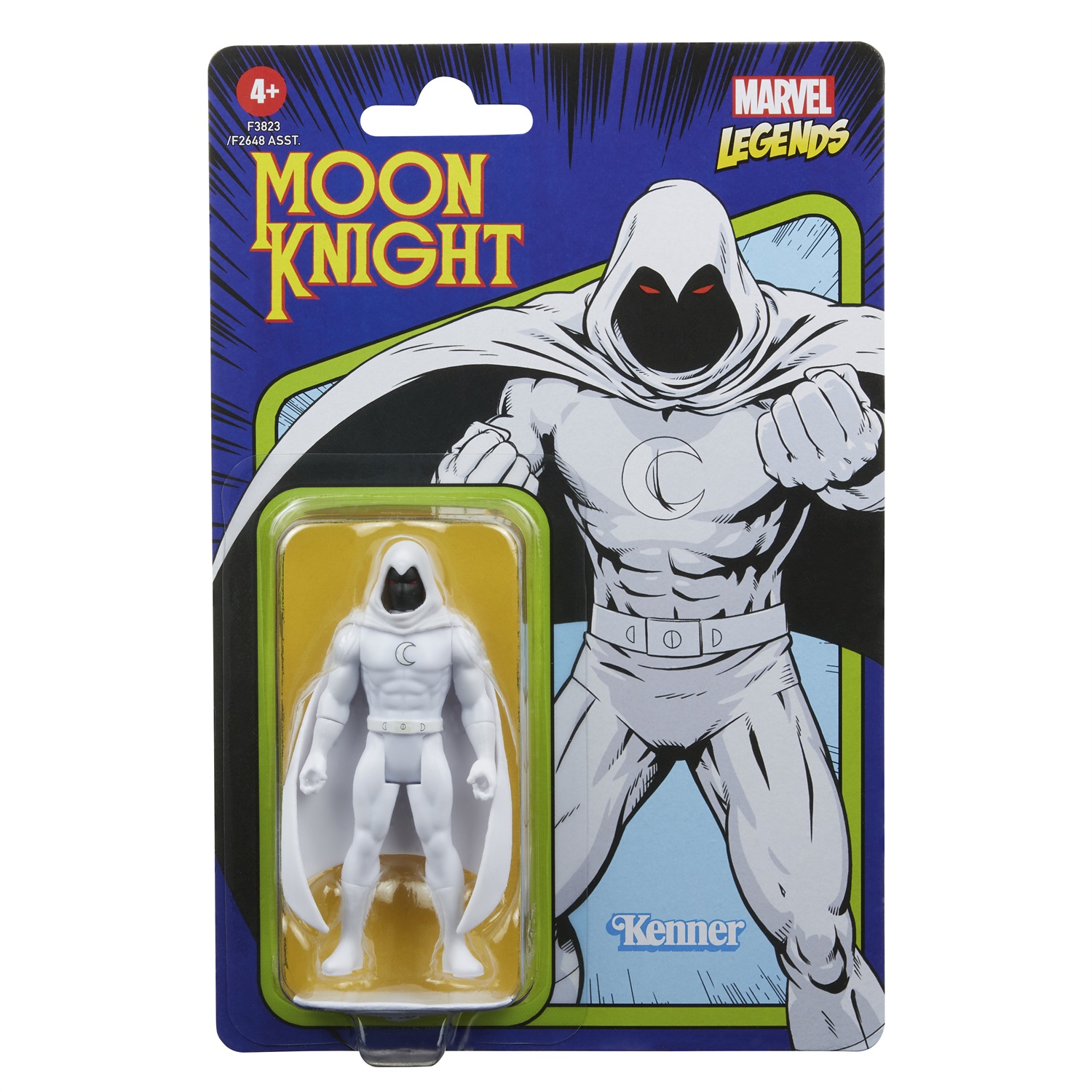 Marvel Hasbro Legends Series Retro 375 Collection - Action Figure Collezionabile Marvel's Moon Knight da 9,5 cm, dai 4 anni in su, Confezione Vintage