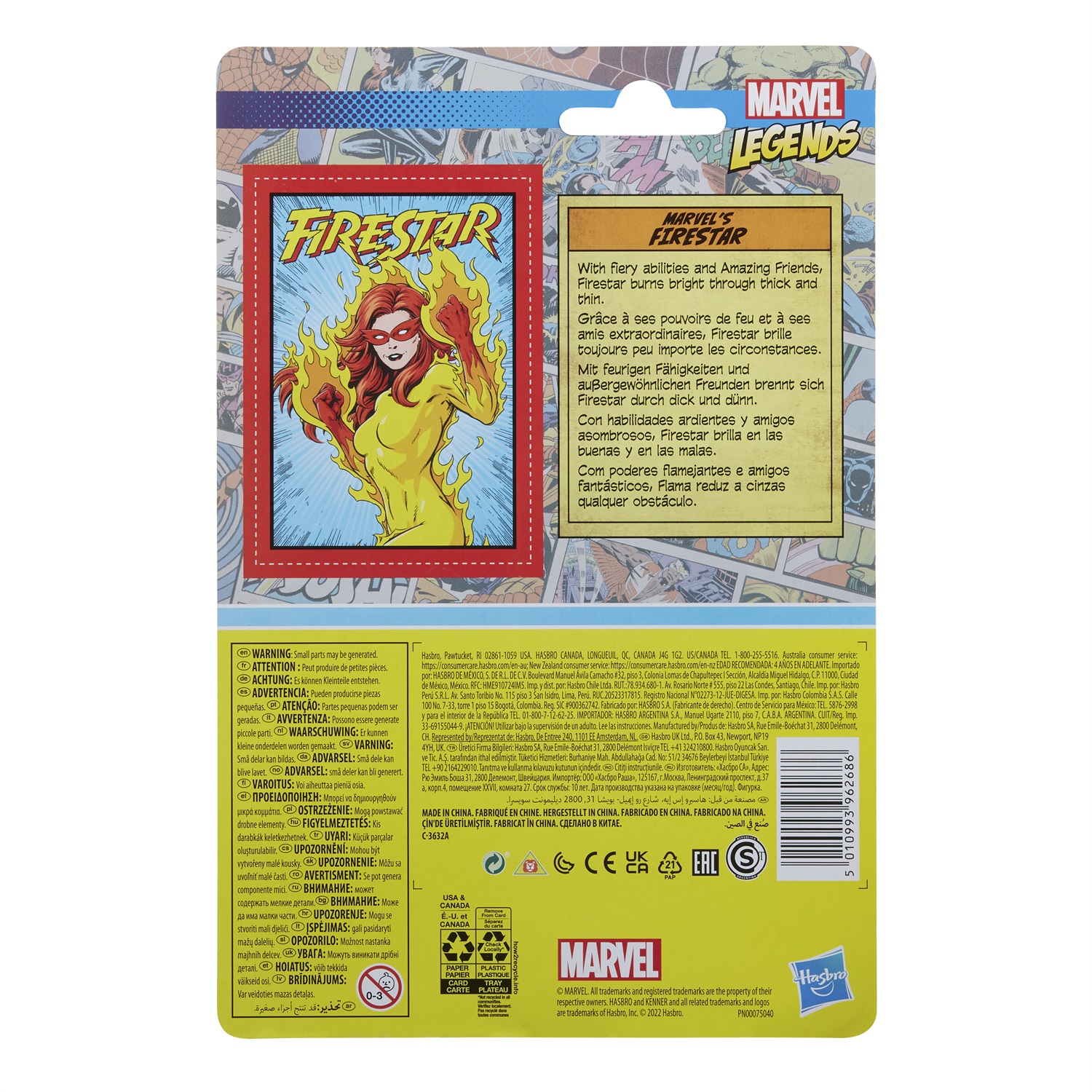 Marvel Hasbro Legends Series Retro 375 Collection - Action Figure Collezionabile Marvel's Firestar da 9,5 cm, dai 4 anni in su, Confezione Vintage