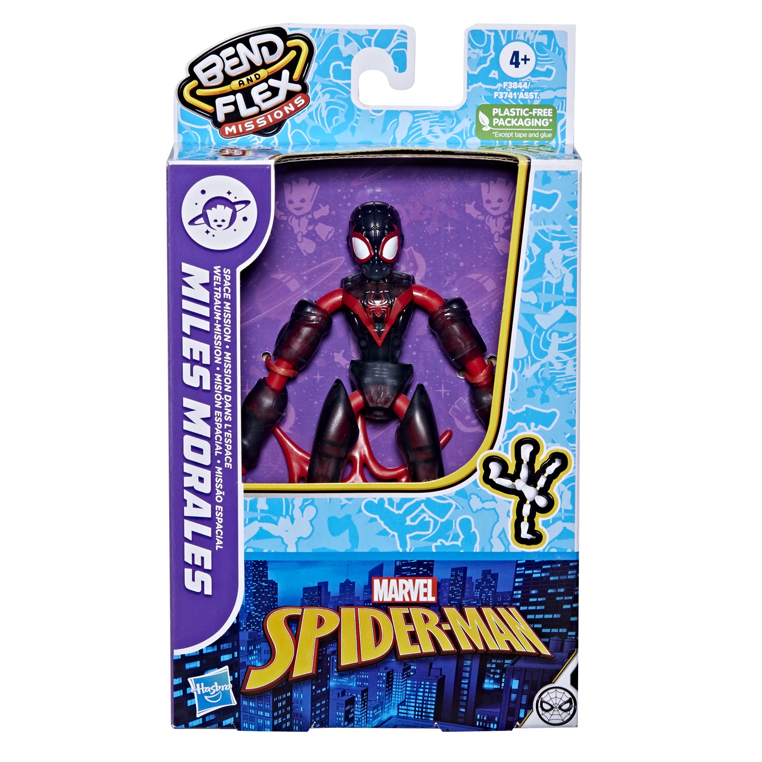 Hasbro Spider-Man Miles Morales Bend and Flex - Action Figure Pieghevole da 15 cm per Space Mission, dai 4 Anni in su, Multicolore