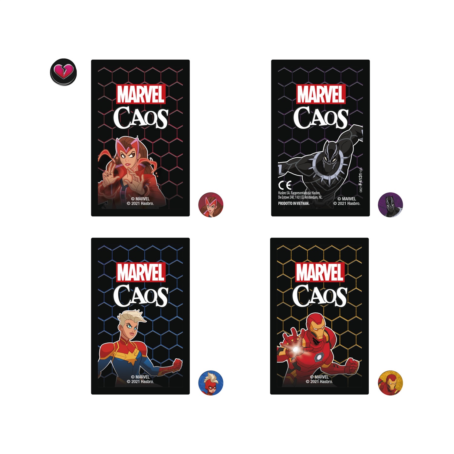 Hasbro Marvel Caos - Gioco di carte per famiglie e bambini dagli 8 anni, semplice e veloce, interpreta i supereroi Marvel