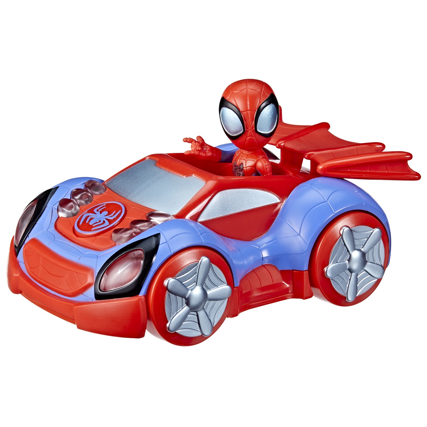 Hasbro Marvel Spidey and His Amazing Friends Veicolo Web-Crawler con Tecnologia Glow Tech, Luci e Suoni, Giocattolo per Età Prescolare