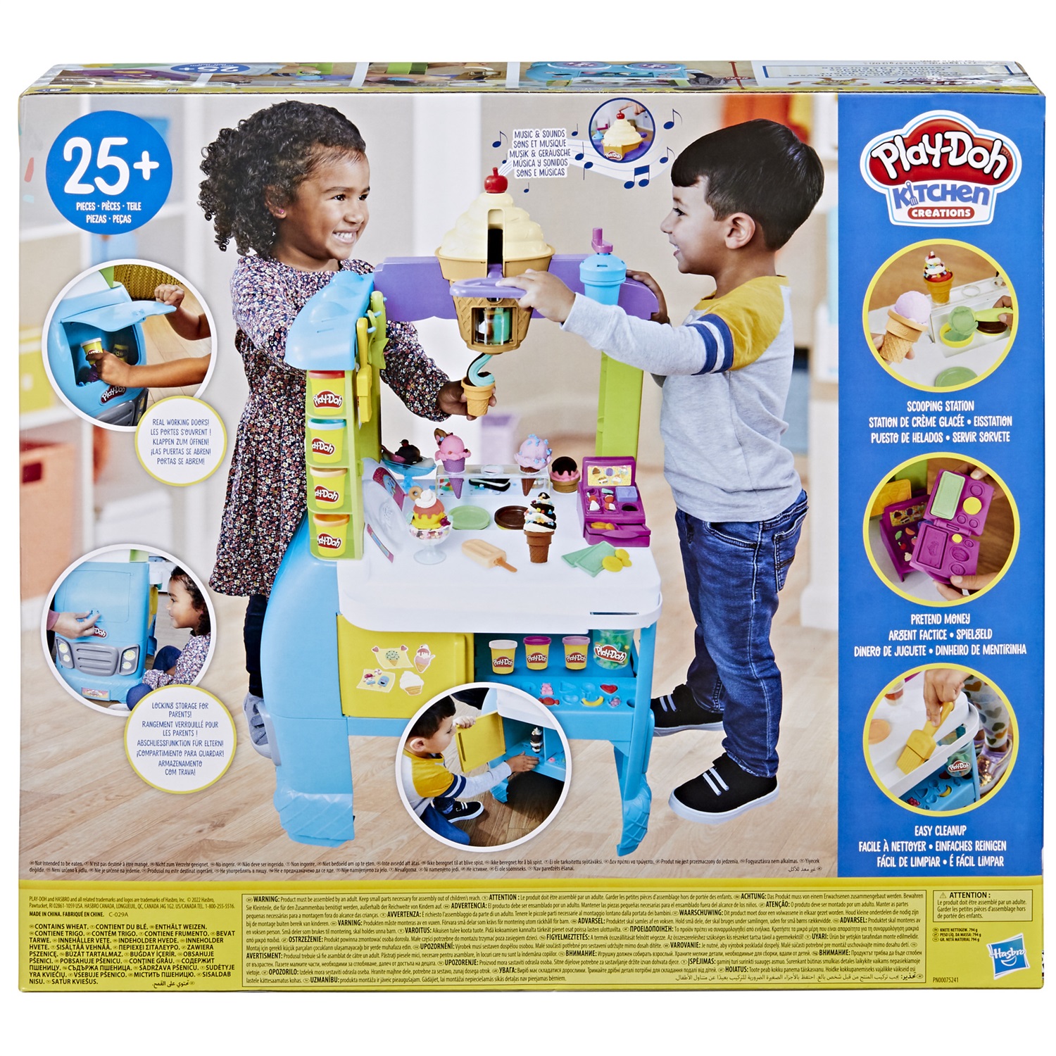 Play-Doh Kitchen Creations Il Super Camioncino dei Gelati - Playset con Cucina di Grandi Dimensioni, Suoni Realistici, 27 Accessori e 12 Vasetti di Pasta da Modellare Atossica, Giocattolo per Bambini dai 3 Anni in Su
