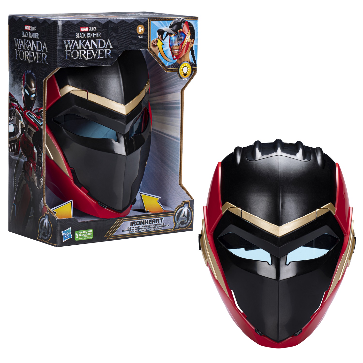 Hasbro Maschera FX Ribaltabile di Ironheart - Black Panther: Wakanda Forever con LED Illuminati, Giocattolo per Roleplay per Bambini dai 5 Anni