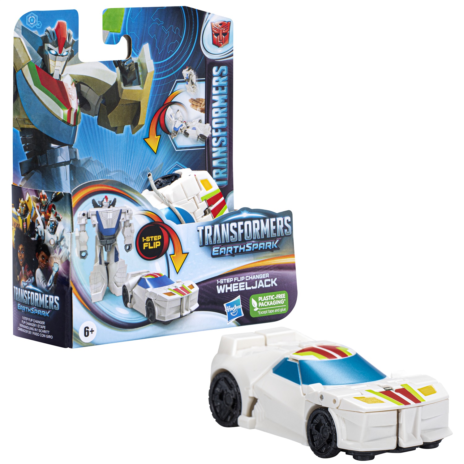 Transformers EarthSpark - Action figure Wheeljack da 10 cm con conversione in 1 passaggio e lancio in aria, giocattolo per bambini e bambine dai 6 anni