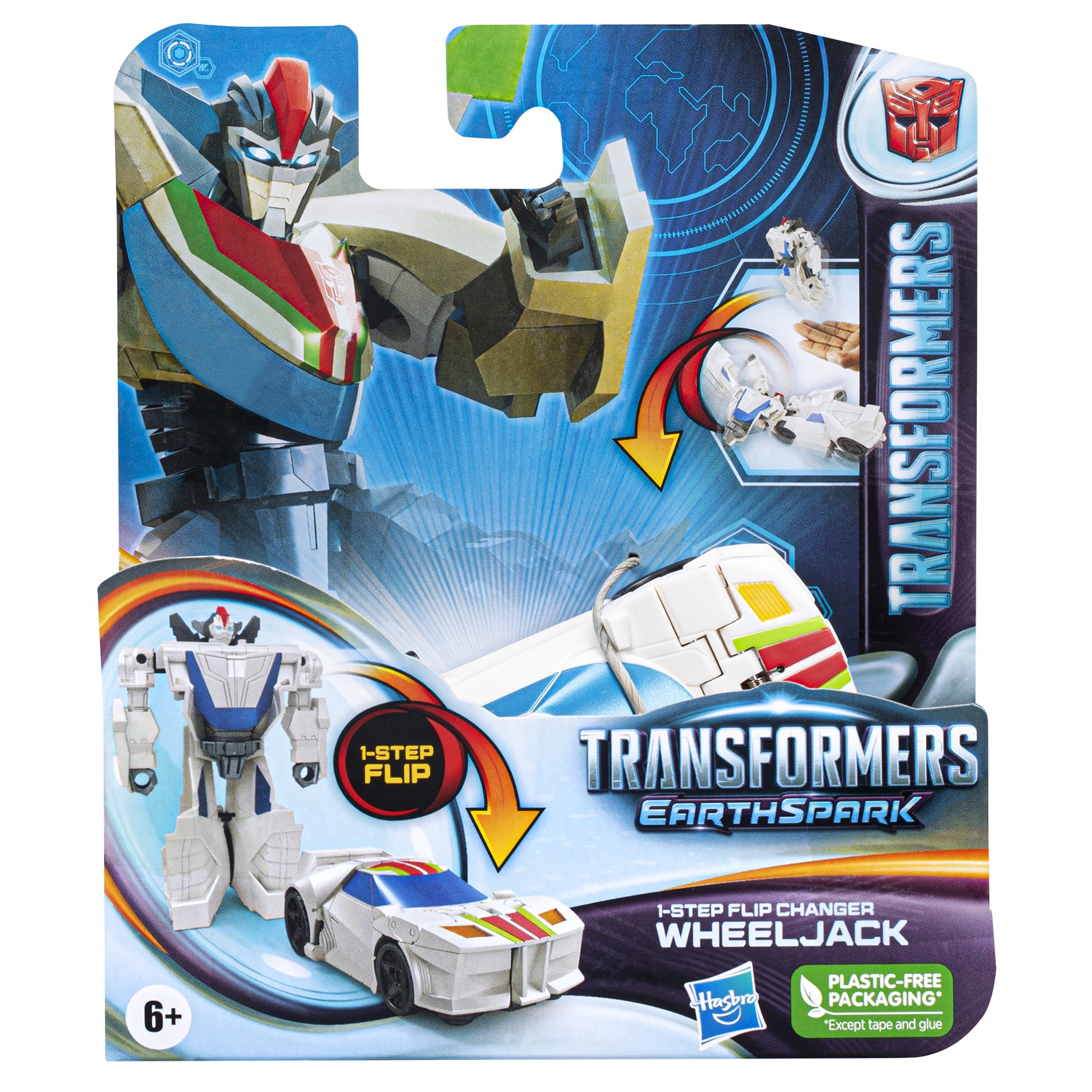 Transformers EarthSpark - Action figure Wheeljack da 10 cm con conversione in 1 passaggio e lancio in aria, giocattolo per bambini e bambine dai 6 anni