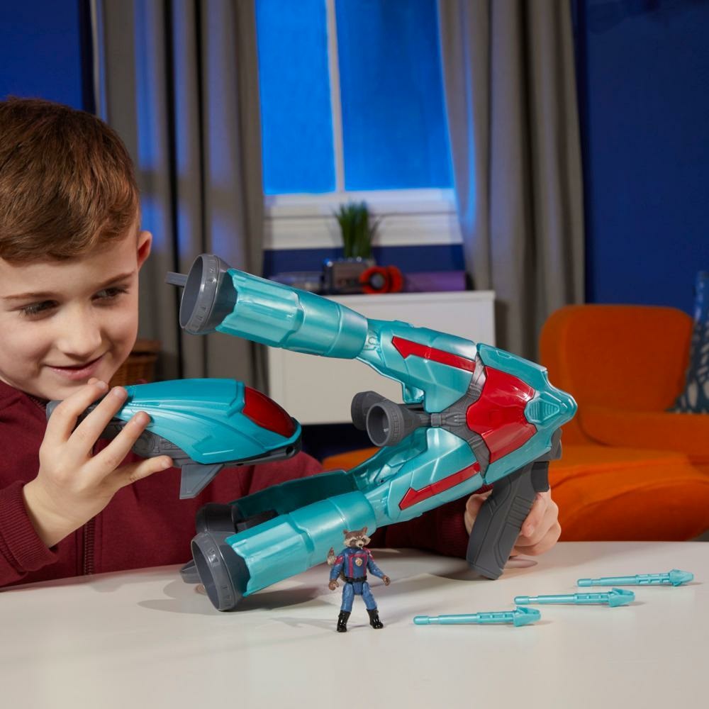 Marvel Hasbro Guardiani della Galassia Vol. 3 - Navicella Spaziale con Action Figure Rocket, Veicolo 2 in 1 e Accessorio Blaster per Bambini