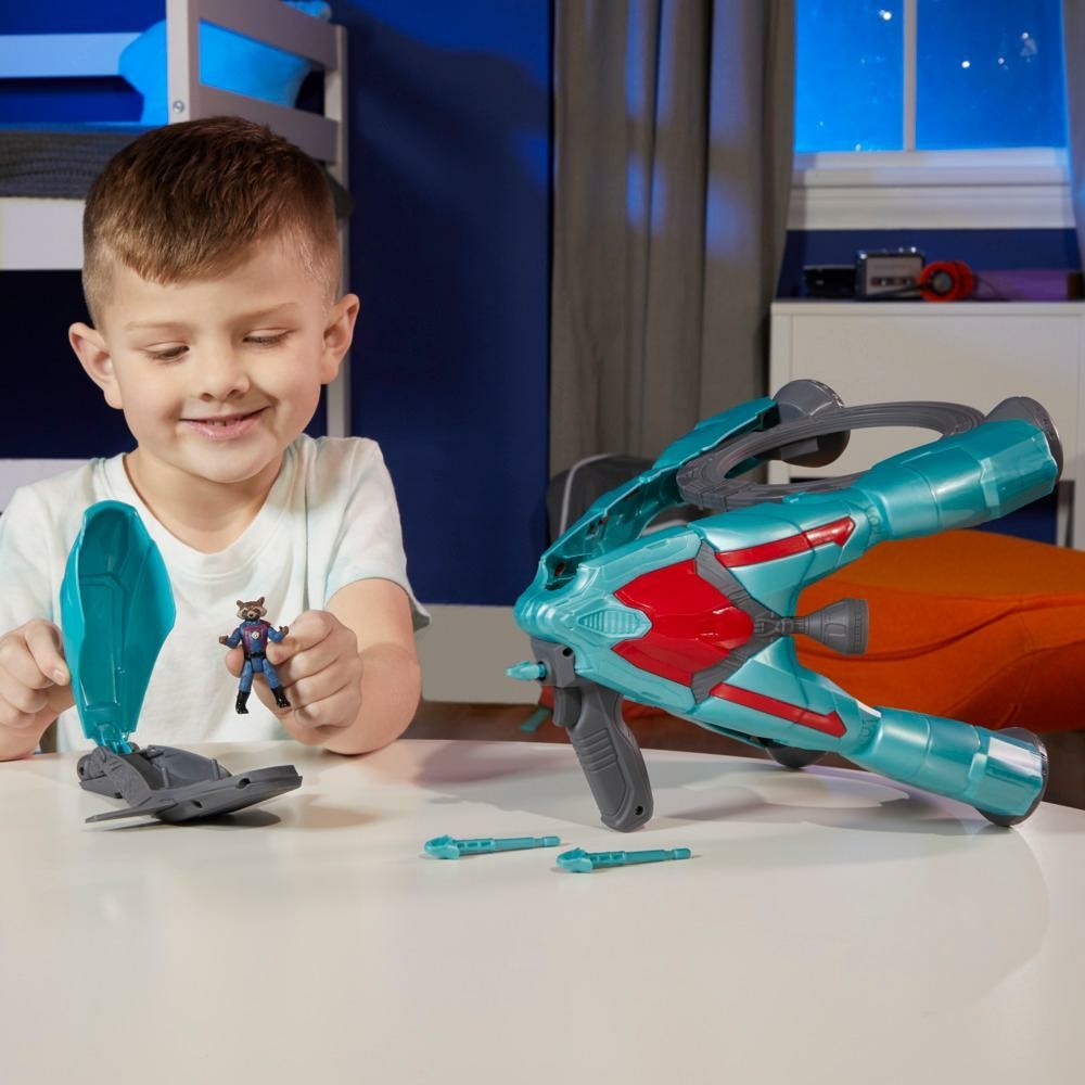 Marvel Hasbro Guardiani della Galassia Vol. 3 - Navicella Spaziale con Action Figure Rocket, Veicolo 2 in 1 e Accessorio Blaster per Bambini
