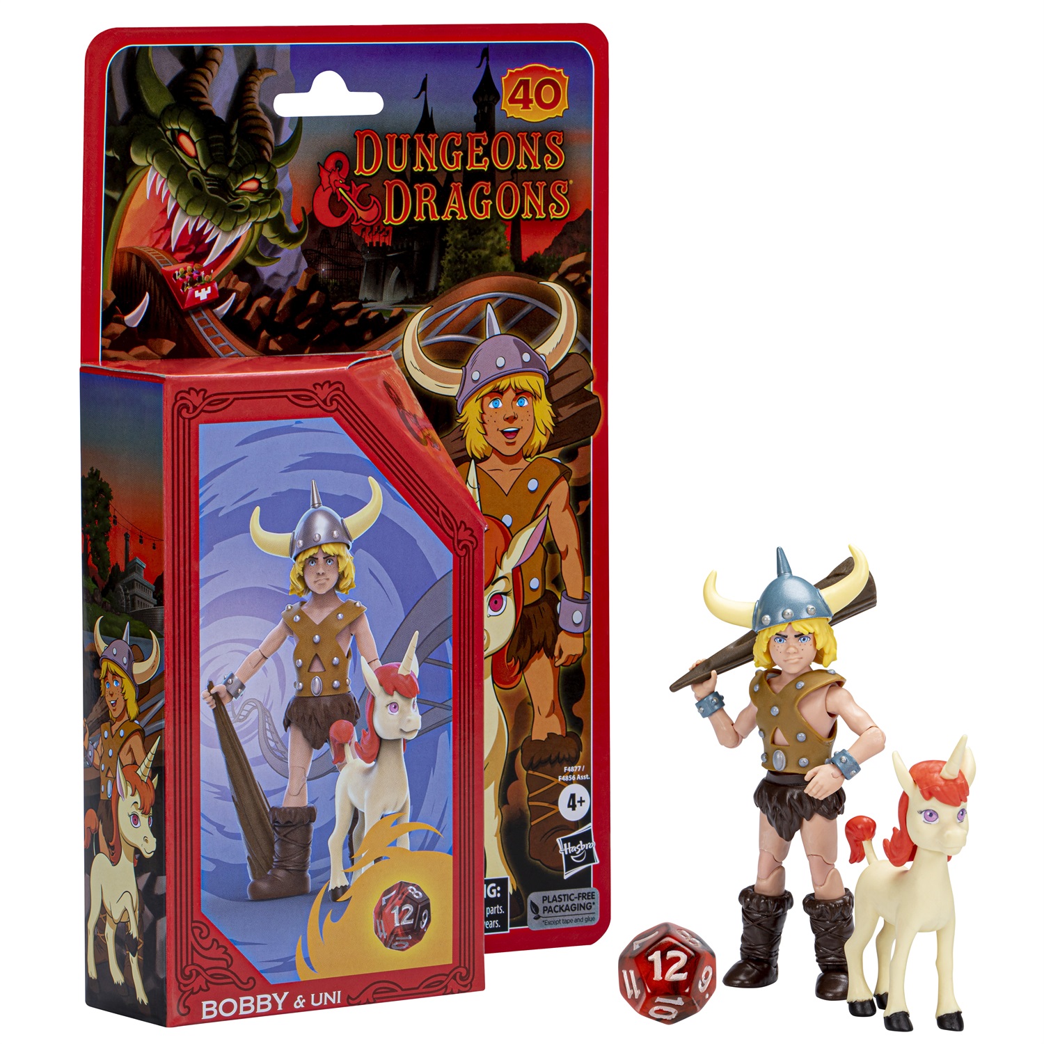 HASBRO Dungeons & Dragons Cartoon Classics Bobby & Uni - Action Figures in Scala 15,2 cm con Accessorio e Dado d12
