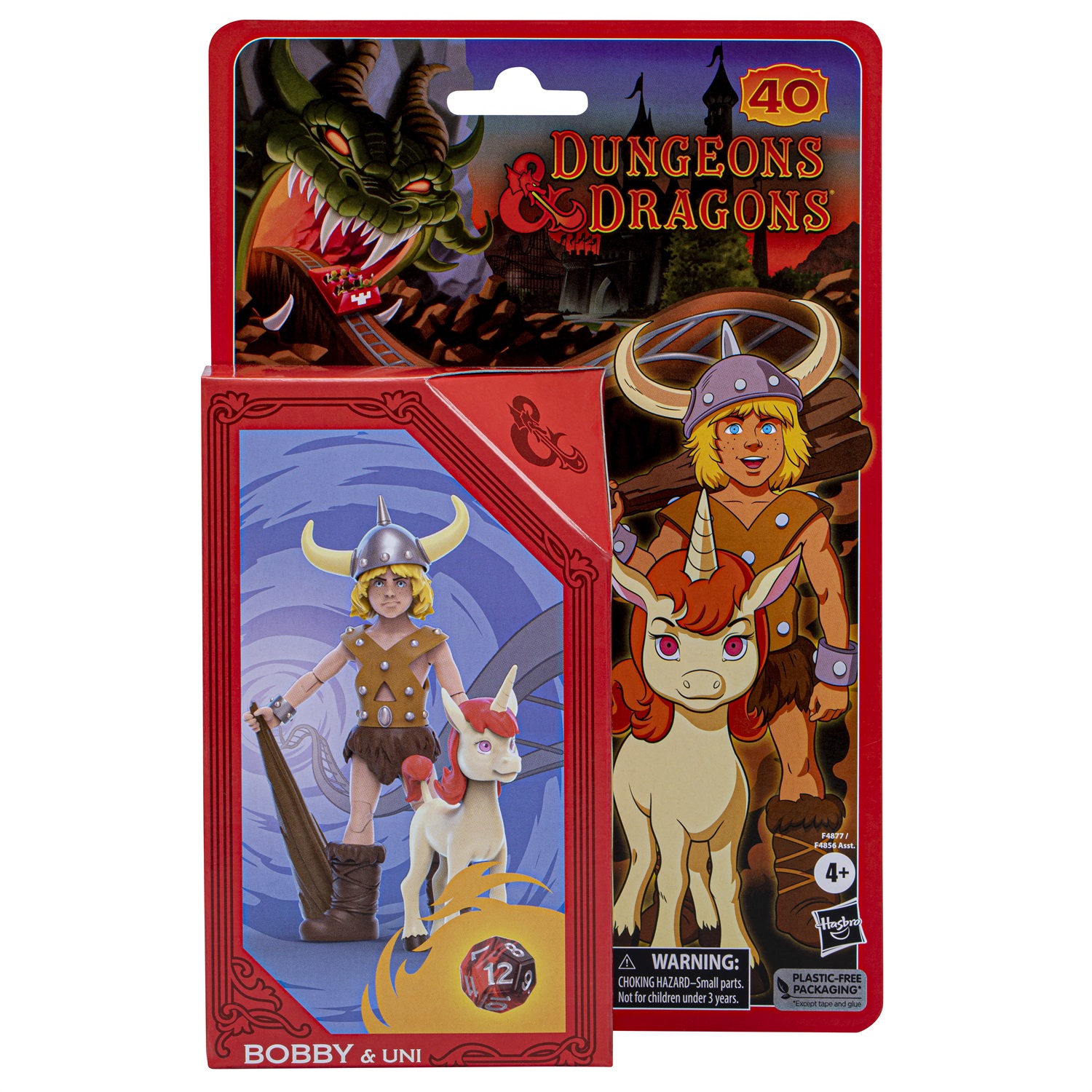 HASBRO Dungeons & Dragons Cartoon Classics Bobby & Uni - Action Figures in Scala 15,2 cm con Accessorio e Dado d12
