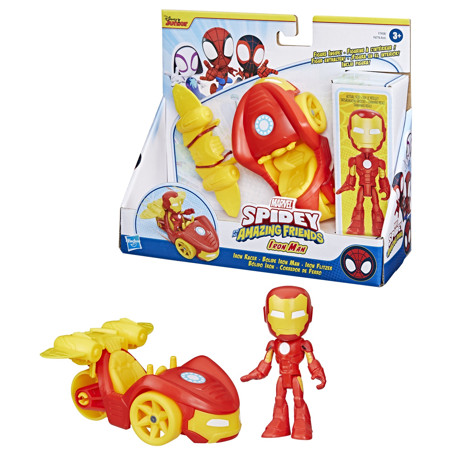 Hasbro Spidey e I Suoi Fantastici Amici - Set Iron Racer con Action Figure di Iron Man da 10 cm e Veicolo