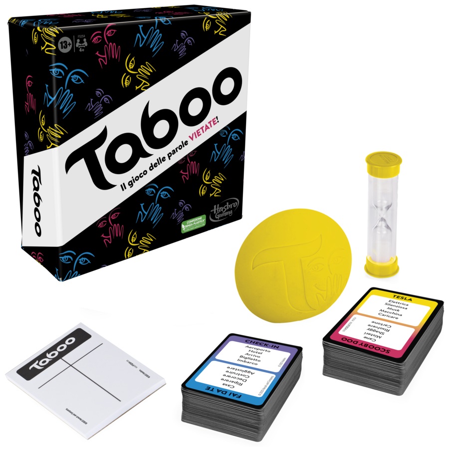 Hasbro Taboo - Gioco da Tavolo di Parole Vietate per Adulti e Adolescenti, 4 o più Giocatori, dai 13 anni in su
