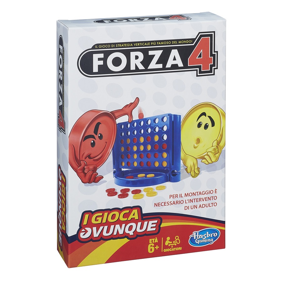 Hasbro Forza 4 Travel - Gioco di Strategia Verticale Portatile per 2 Giocatori, Edizione da Viaggio, 6 Anni