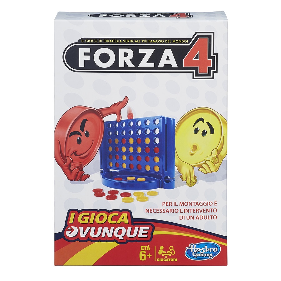 Hasbro Forza 4 Travel - Gioco di Strategia Verticale Portatile per 2 Giocatori, Edizione da Viaggio, 6 Anni