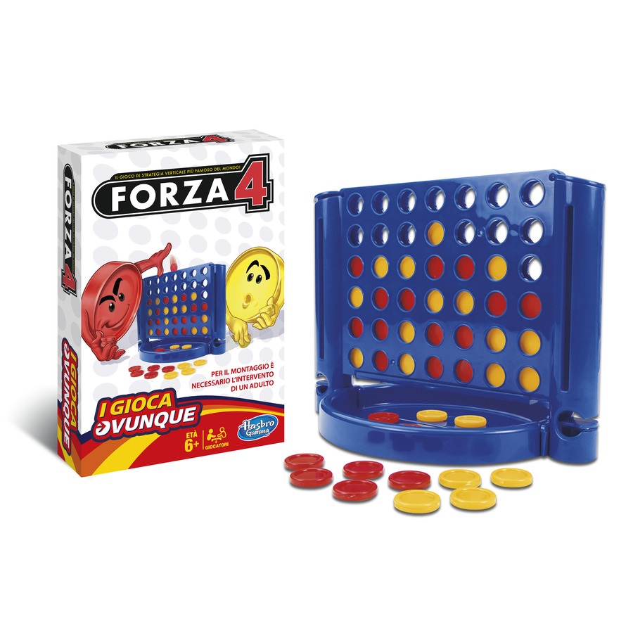 Hasbro Forza 4 Travel - Gioco di Strategia Verticale Portatile per 2 Giocatori, Edizione da Viaggio, 6 Anni