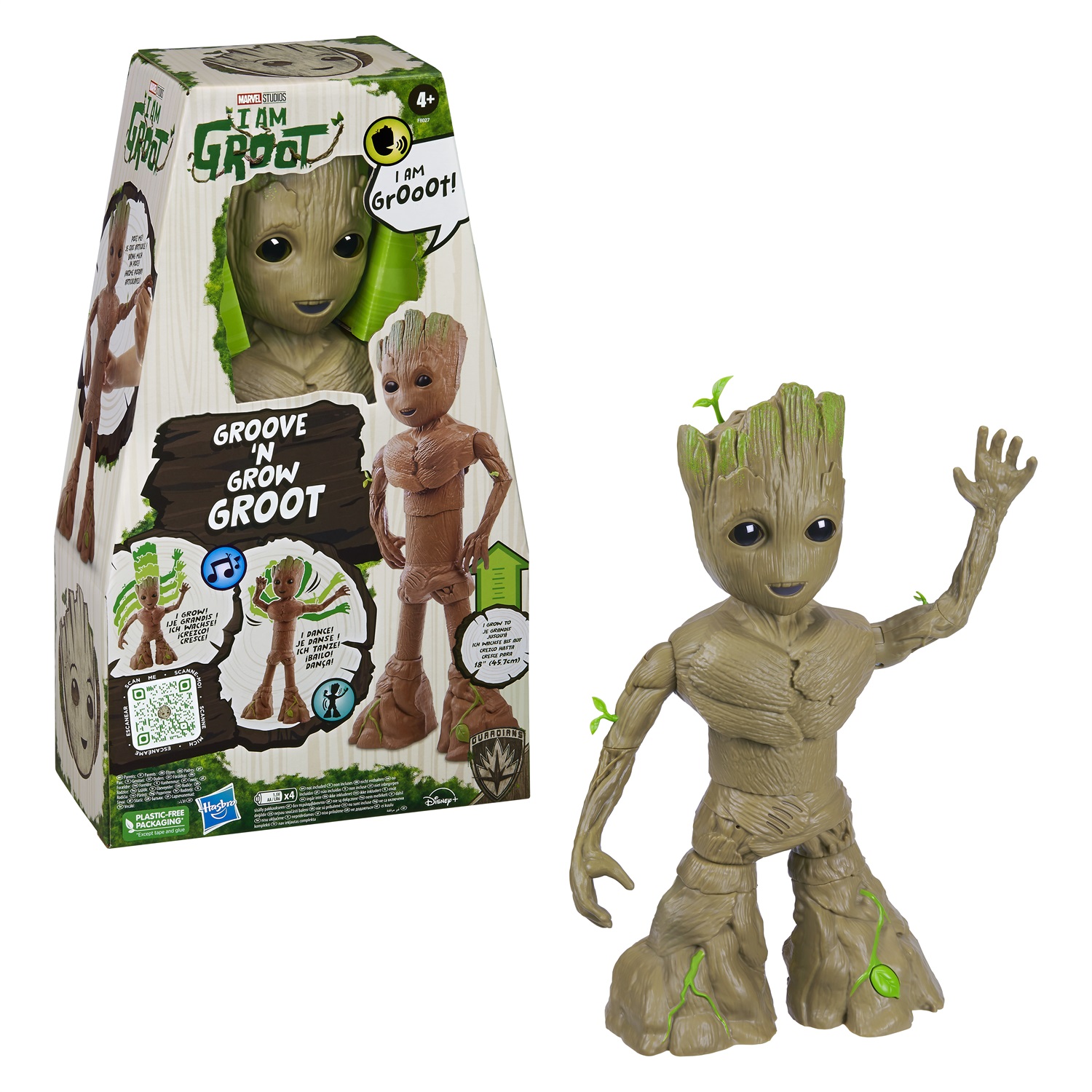Hasbro I Am Groot - Action Figure Interattiva di Groot che Balla e Cresce da 34 cm a 45,7 cm, Risponde alla Musica e ai Suoni