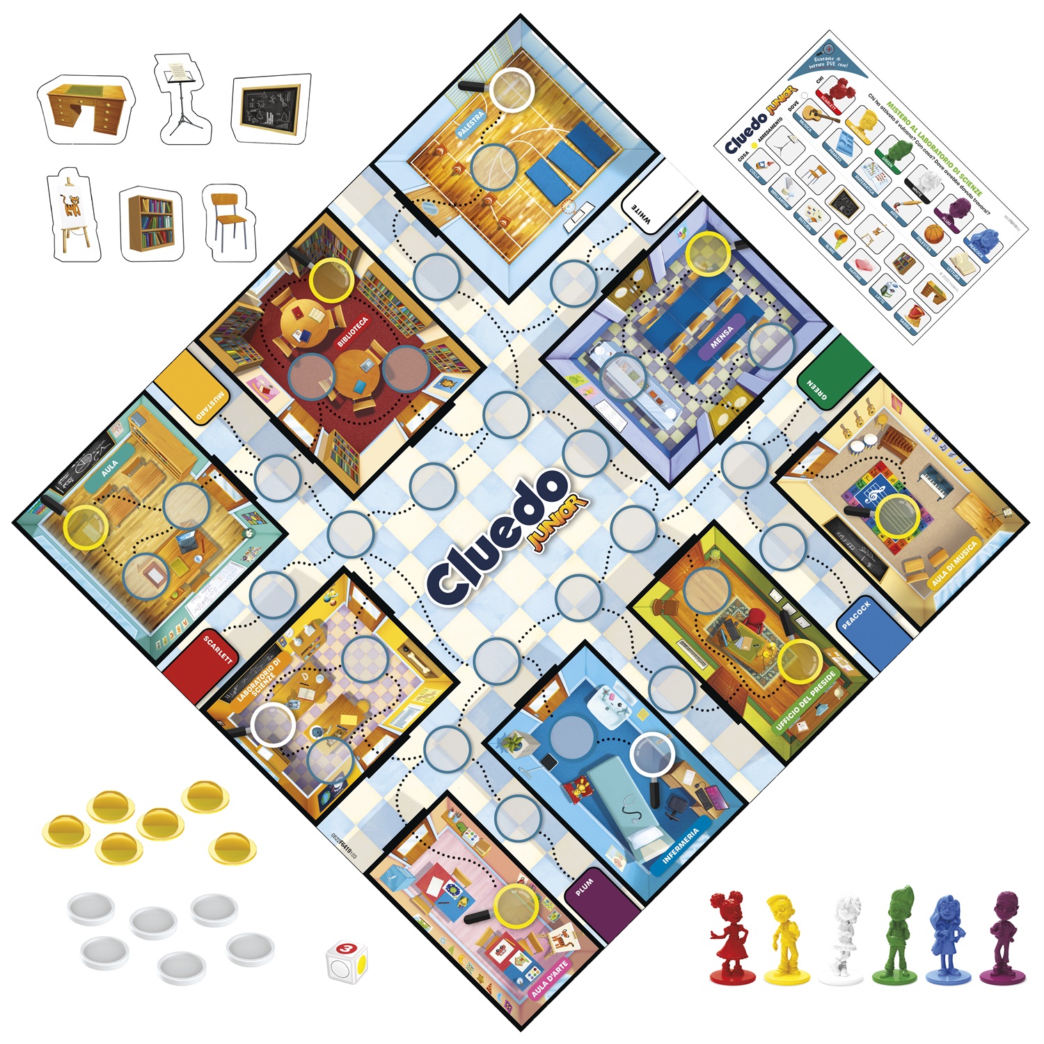 Hasbro Gaming Cluedo Junior - Gioco da Tavolo 2 in 1 con Tabellone Fronte-Retro, Gioco di Investigazione per Bambini dai 4 Anni, 2-6 Giocatori