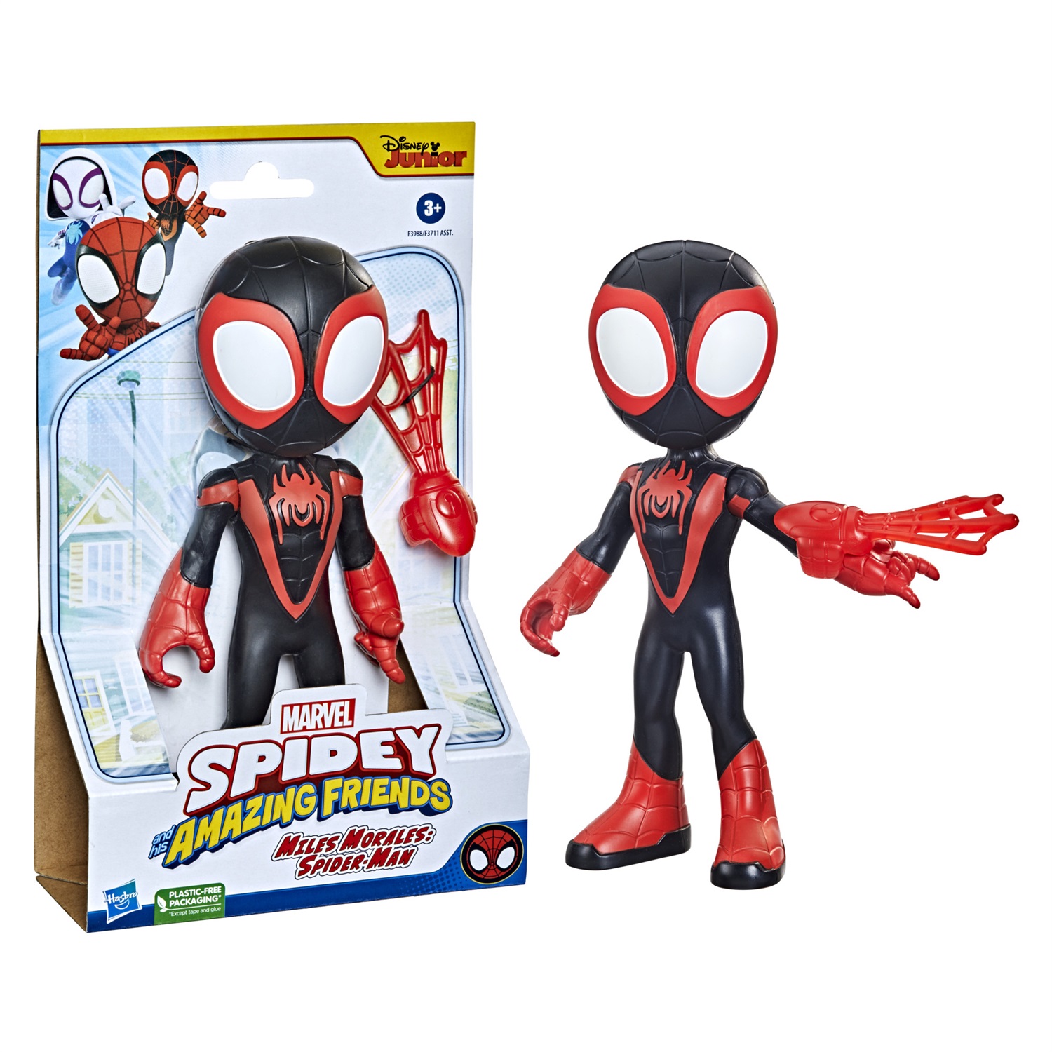 Hasbro Marvel Spidey e I Suoi Fantastici Amici - Action Figure Supersized di Miles Morales, 22,5 cm, in Plastica con Accessorio Ragnatela, Giocattolo per Bambini dai 3 Anni