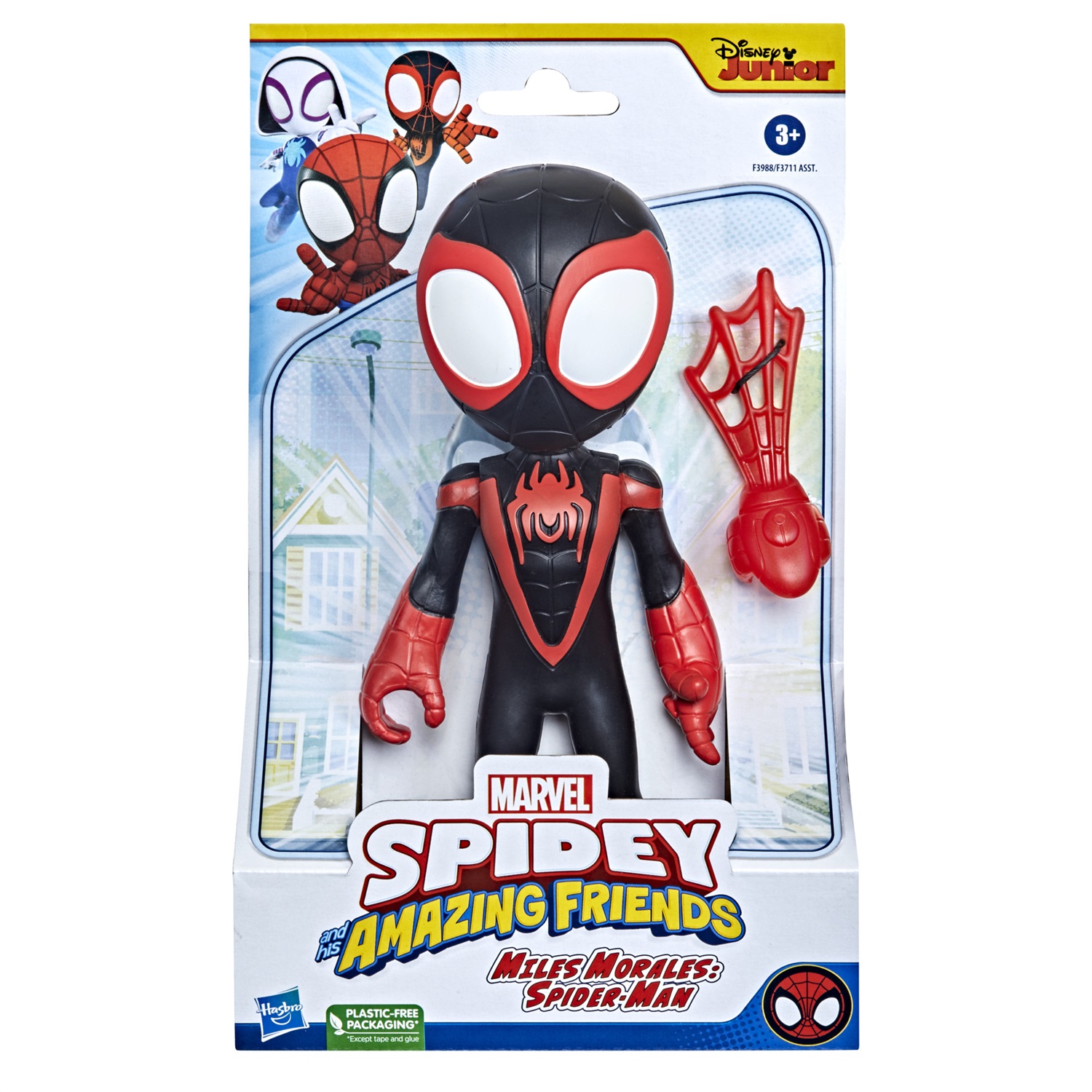 Hasbro Marvel Spidey e I Suoi Fantastici Amici - Action Figure Supersized di Miles Morales, 22,5 cm, in Plastica con Accessorio Ragnatela, Giocattolo per Bambini dai 3 Anni