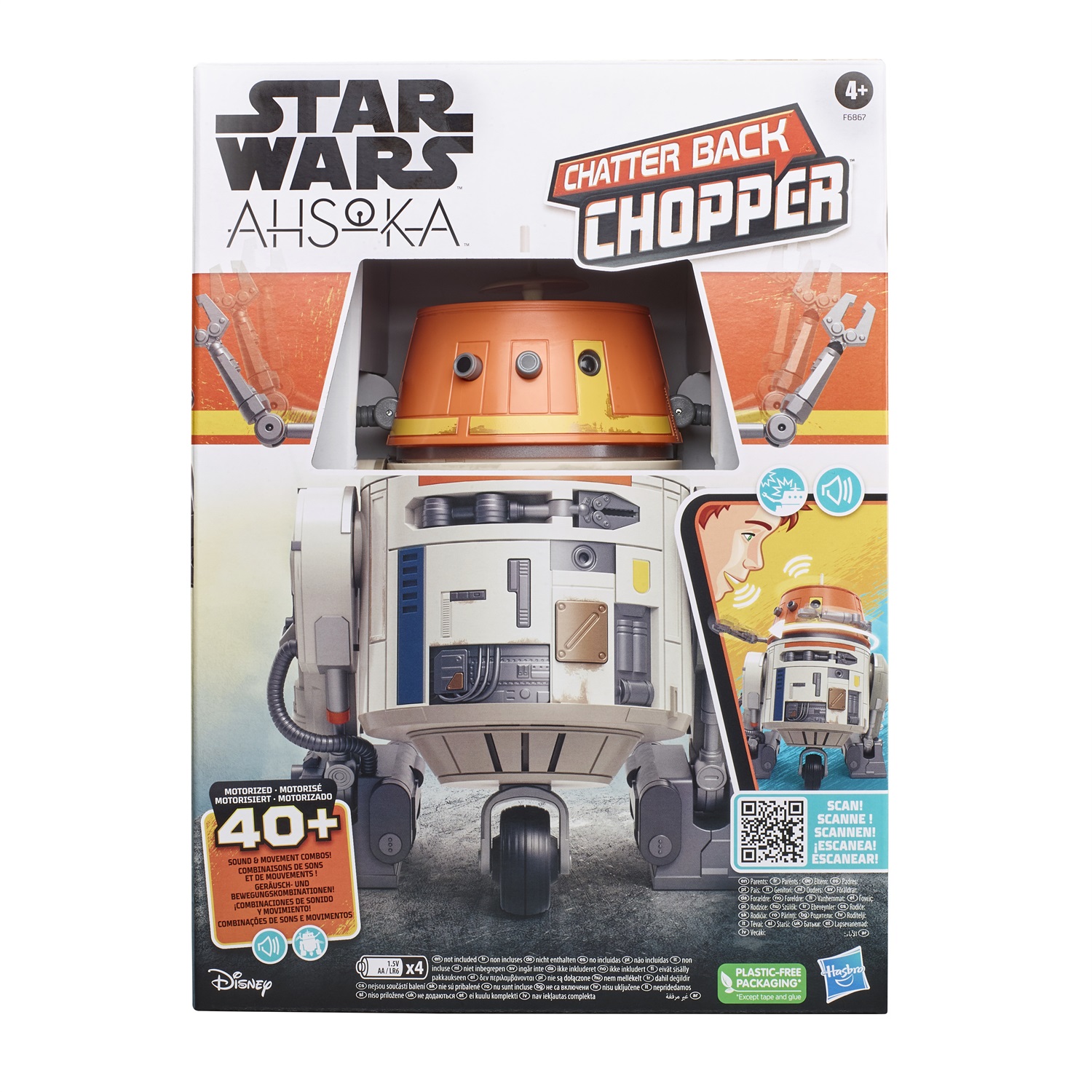 Hasbro Star Wars Chatter Back Chopper - Giocattolo animatronico 19 cm con oltre 40 combinazioni di suoni e movimenti per Bambini e Bambine