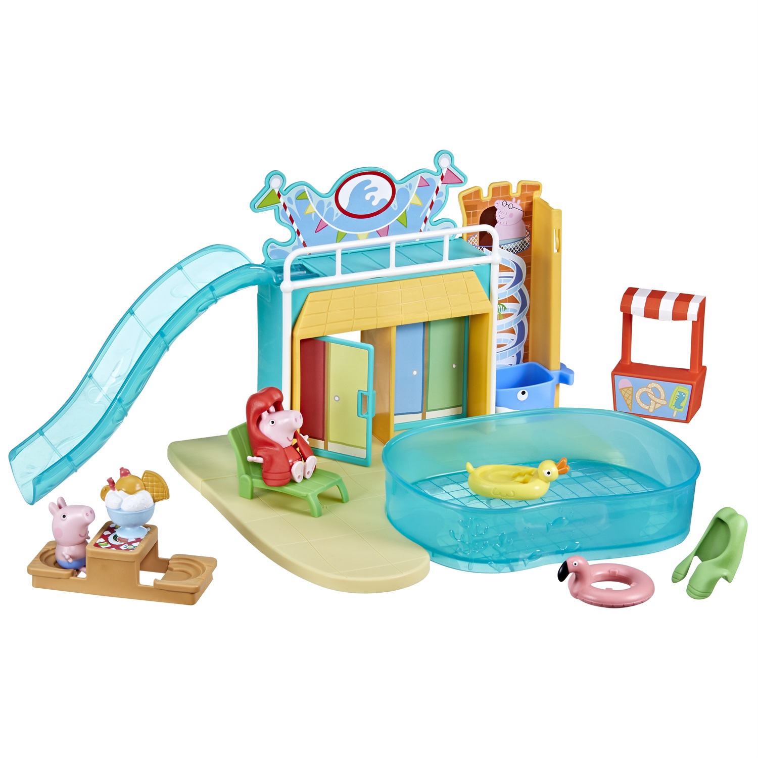 Peppa Pig Playset Acquapark con 2 Action Figure e 15 Pezzi - Giocattoli per Età Prescolare dai 3 Anni
