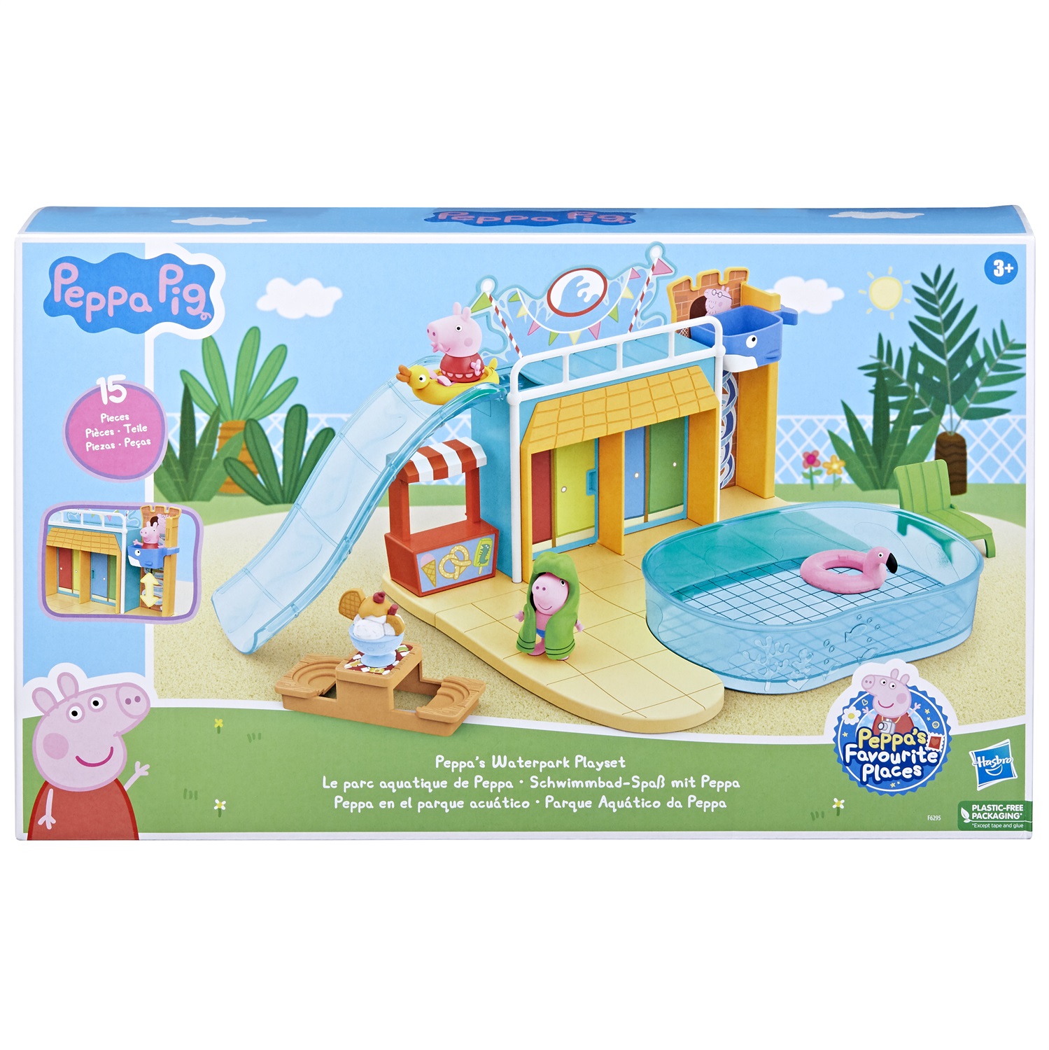 Peppa Pig Playset Acquapark con 2 Action Figure e 15 Pezzi - Giocattoli per Età Prescolare dai 3 Anni