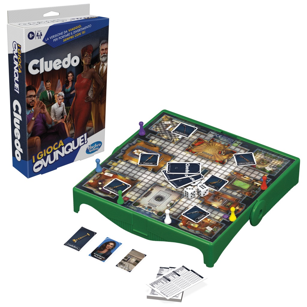 Hasbro Cluedo, I Gioca Ovunque - Gioco Portatile da Viaggio per 3-6 Giocatori, dai 8 Anni in Su, Versione Compatta del Gioco di Mistero