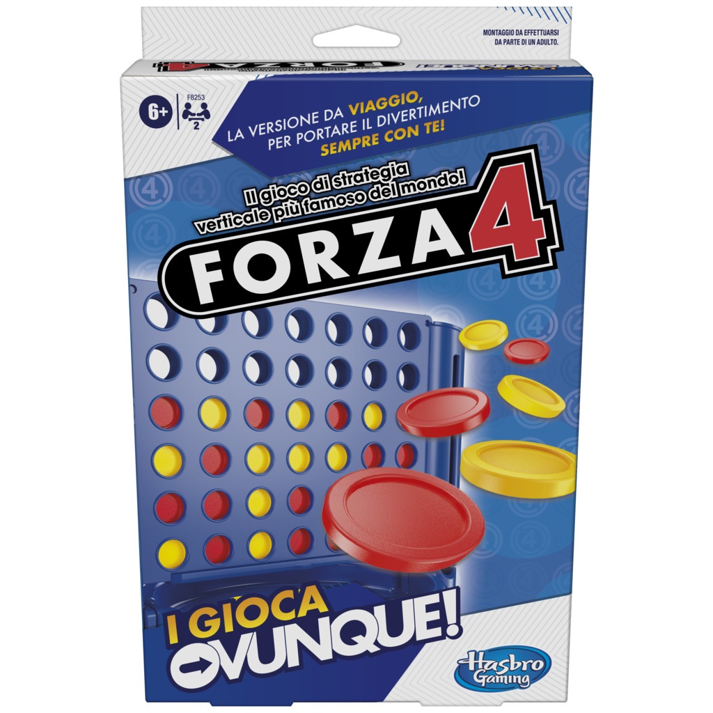 Hasbro Forza 4 Gioca Ovunque - Gioco Portatile per 2 Giocatori, Strategia Verticale per Bambini dai 6 Anni in Su