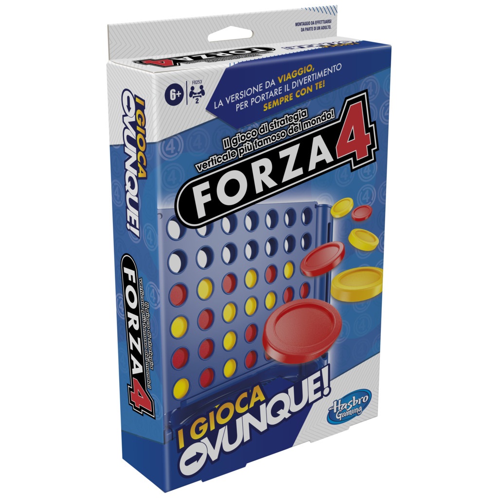 Hasbro Forza 4 Gioca Ovunque - Gioco Portatile per 2 Giocatori, Strategia Verticale per Bambini dai 6 Anni in Su