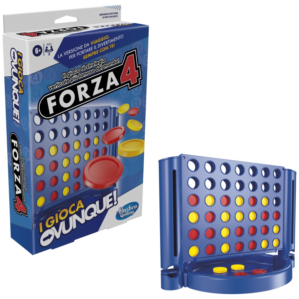Hasbro Forza 4 Gioca Ovunque - Gioco Portatile per 2 Giocatori, Strategia Verticale per Bambini dai 6 Anni in Su