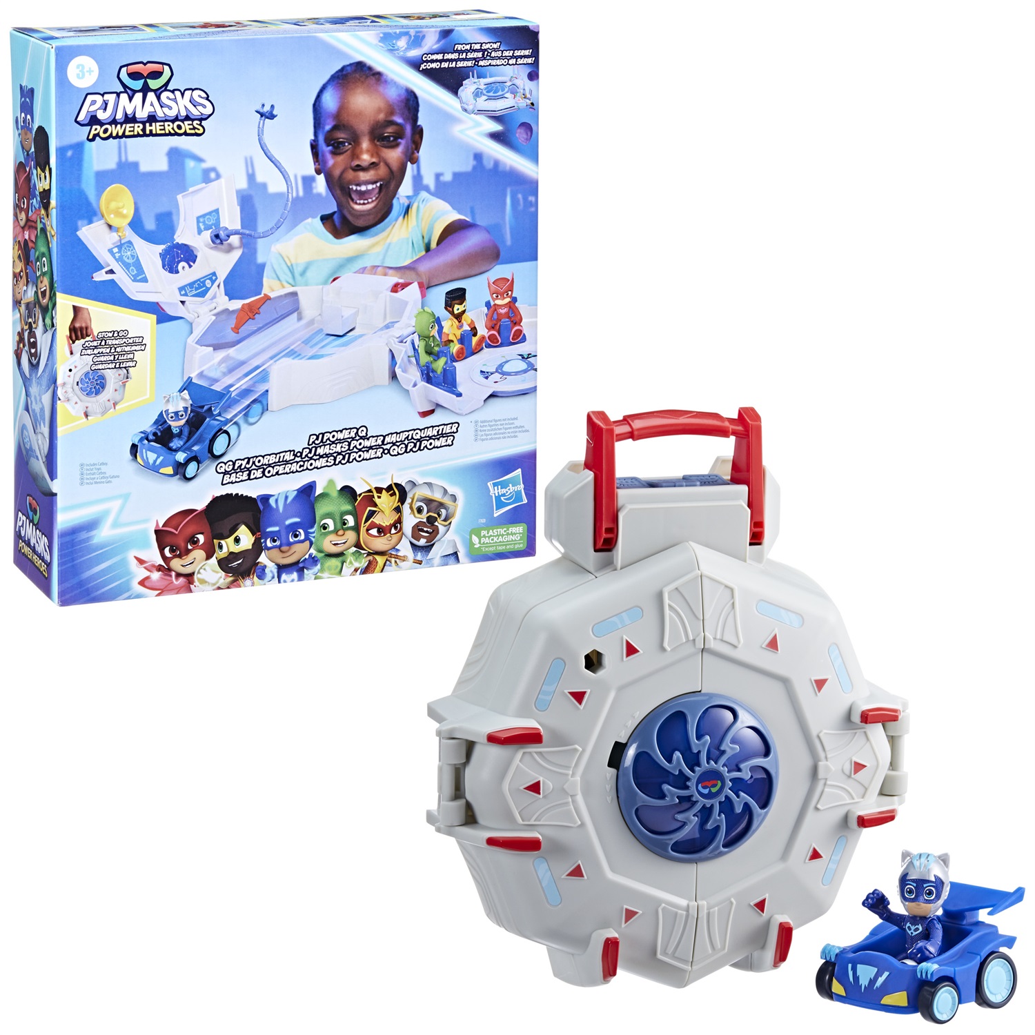 PJ Masks Super Pigiamini - Playset PJ Power Q con Auto e Action Figure, Quartier Generale dei Superpigiamini per Bambini e Bambine dai 3 anni in su
