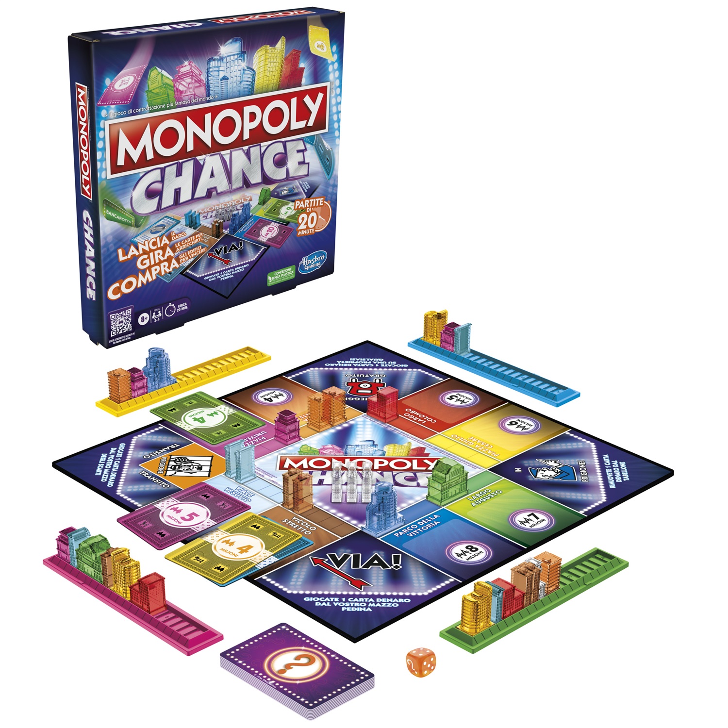 Hasbro Monopoly Chance - Gioco da Tavolo Strategia per Famiglie, 2-4 Giocatori, Età 8 , Durata circa 20 Minuti, Versione Veloce
