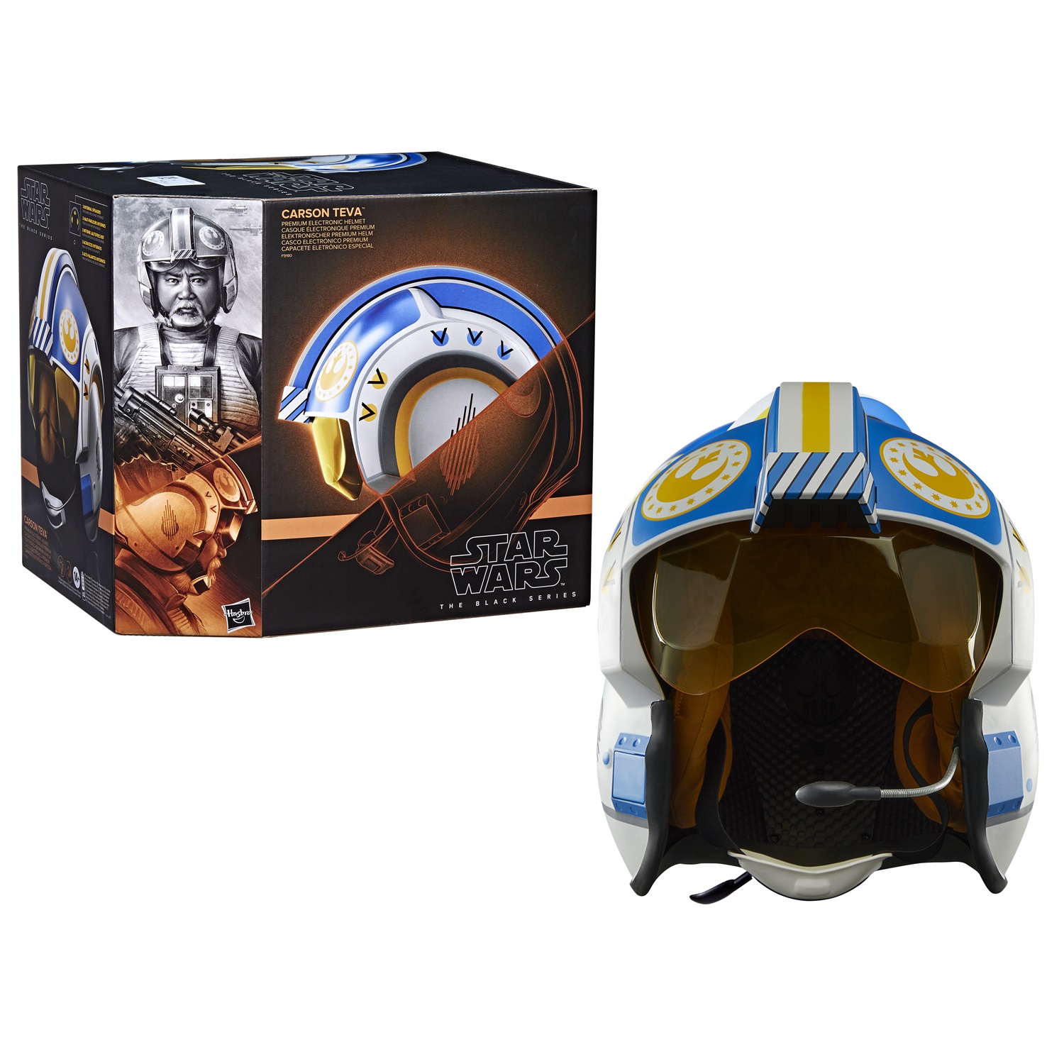 Hasbro Star Wars The Black Series Casco Elettronico Premium di Carson Teva con LED ed Effetti Sonori - Ispirato a 'Star Wars: The Mandalorian' - Età 14