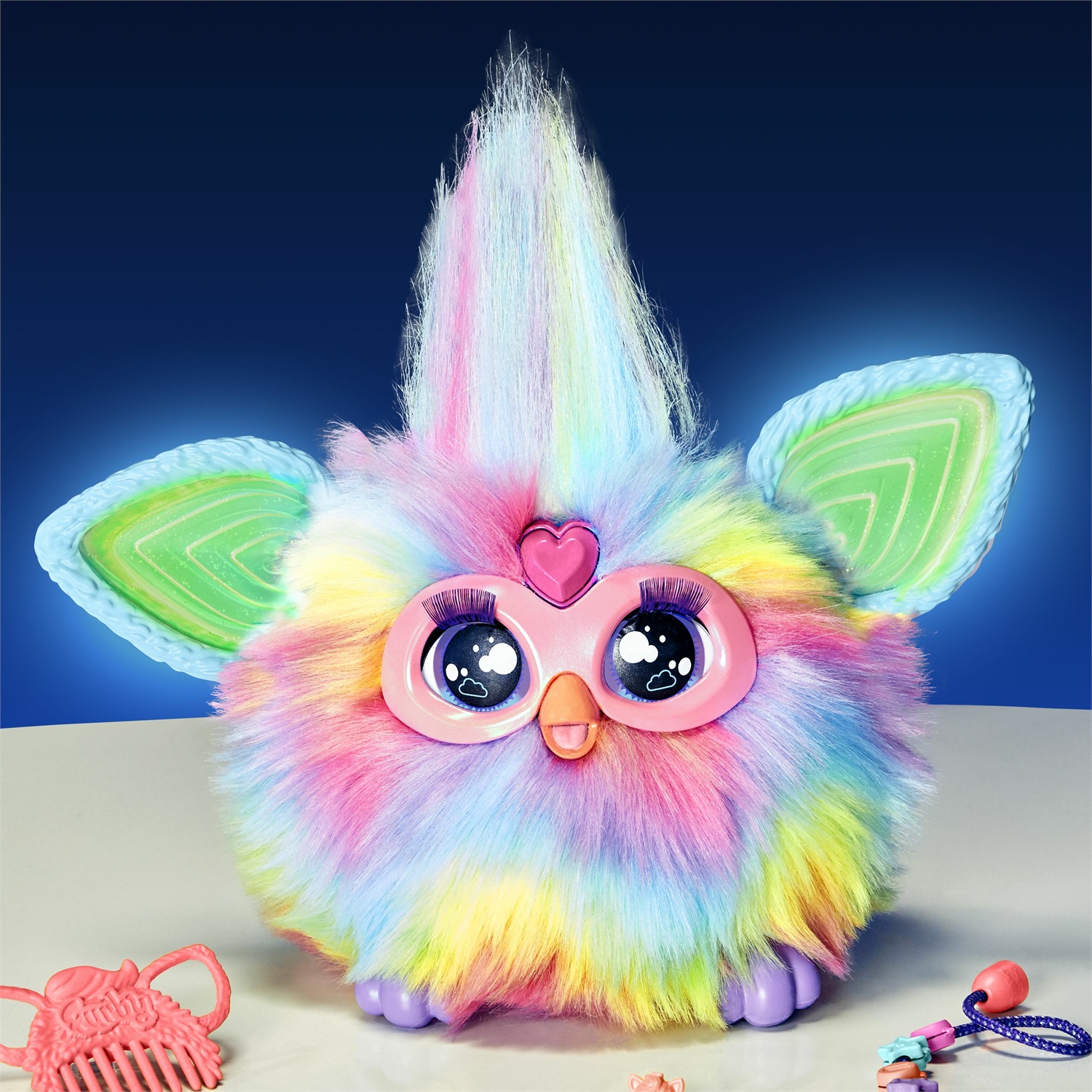 Hasbro Furby Arcobaleno - Giocattolo di Peluche Interattivo Multicolore con Funzione Vocale e Illuminazione al Buio