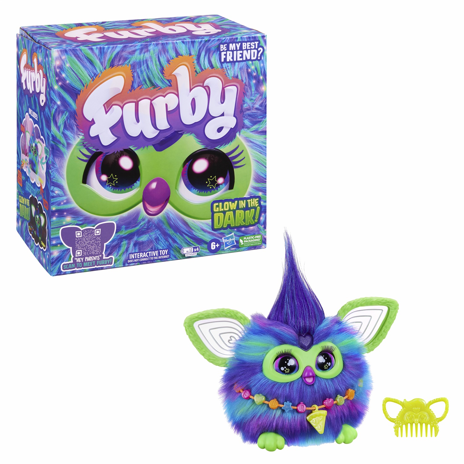 Hasbro Furby Aurora Furborealis - Giocattolo di Peluche Interattivo che Si Illumina al Buio