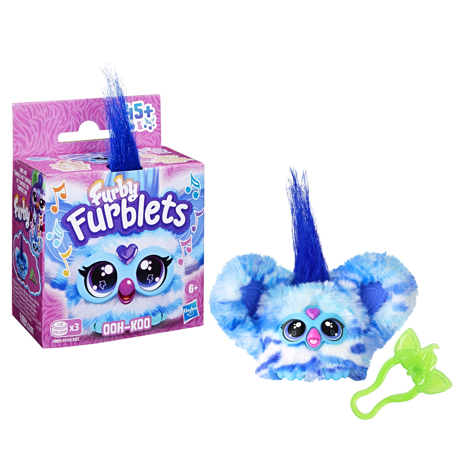 HASBRO Furby Furblets Ooh-Koo - Mini Peluche Elettronico Blu e Bianco con oltre 45 Suoni e Musica Rock, per Bambini da 6 Anni