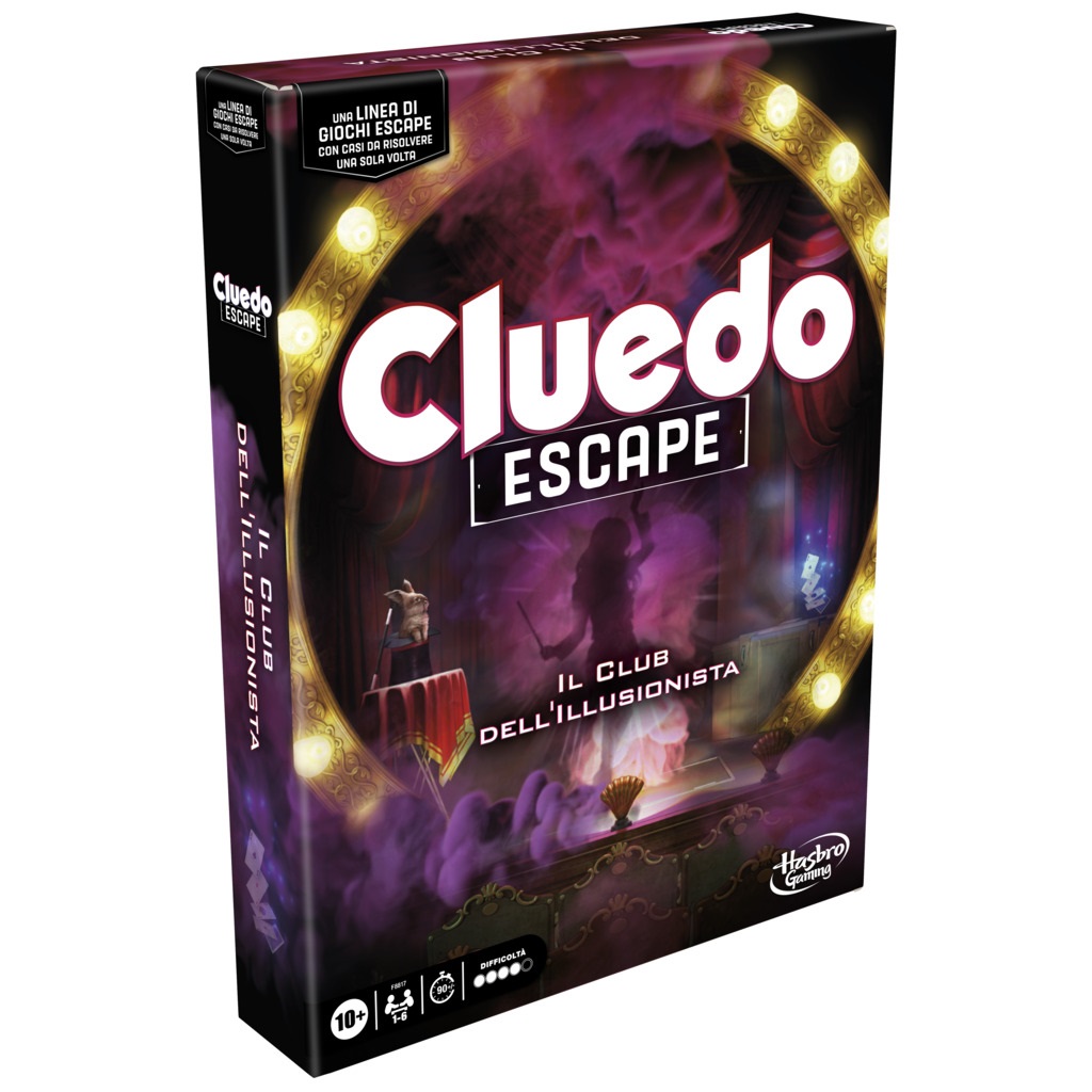 Hasbro Gaming Cluedo Escape - Club dell'Illusionista, Gioco da Tavolo in Versione Escape Room per 1-6 Giocatori dai 10 Anni in Su