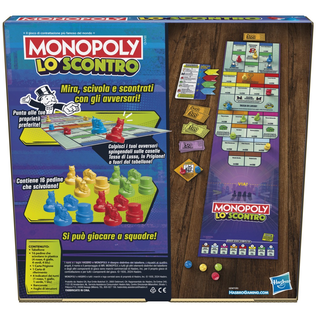 Hasbro Gaming Monopoly - Lo Scontro, Gioco da Tavolo per 2-8 Giocatori, Divertimento Dinamico per Feste, per Bambini e Bambine da 8 Anni in Su, Versione Italiana