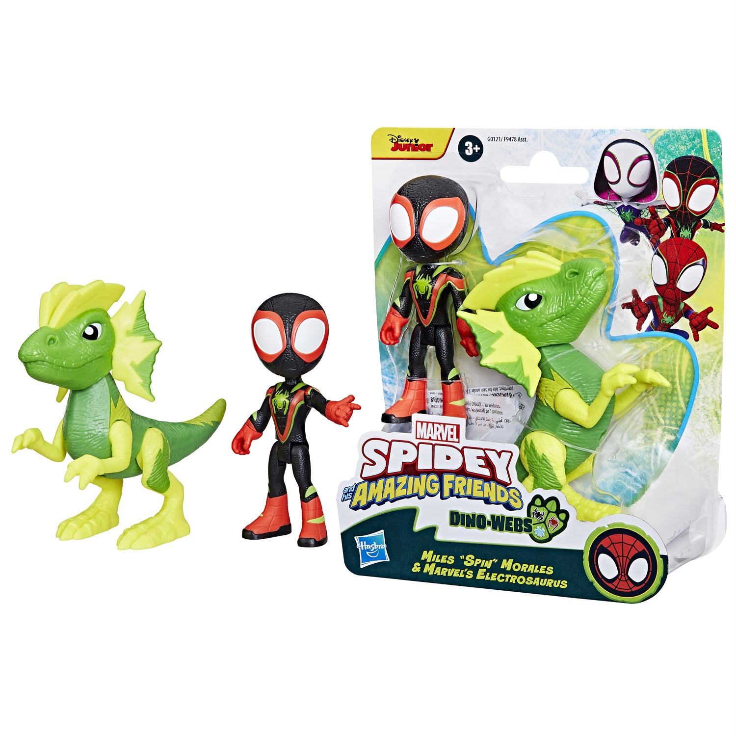 Hasbro Marvel Spidey e i Suoi Fantastici Amici - Action Figure di Miles 'Spin' Morales con Marvel's Electrosaurus, Età 3