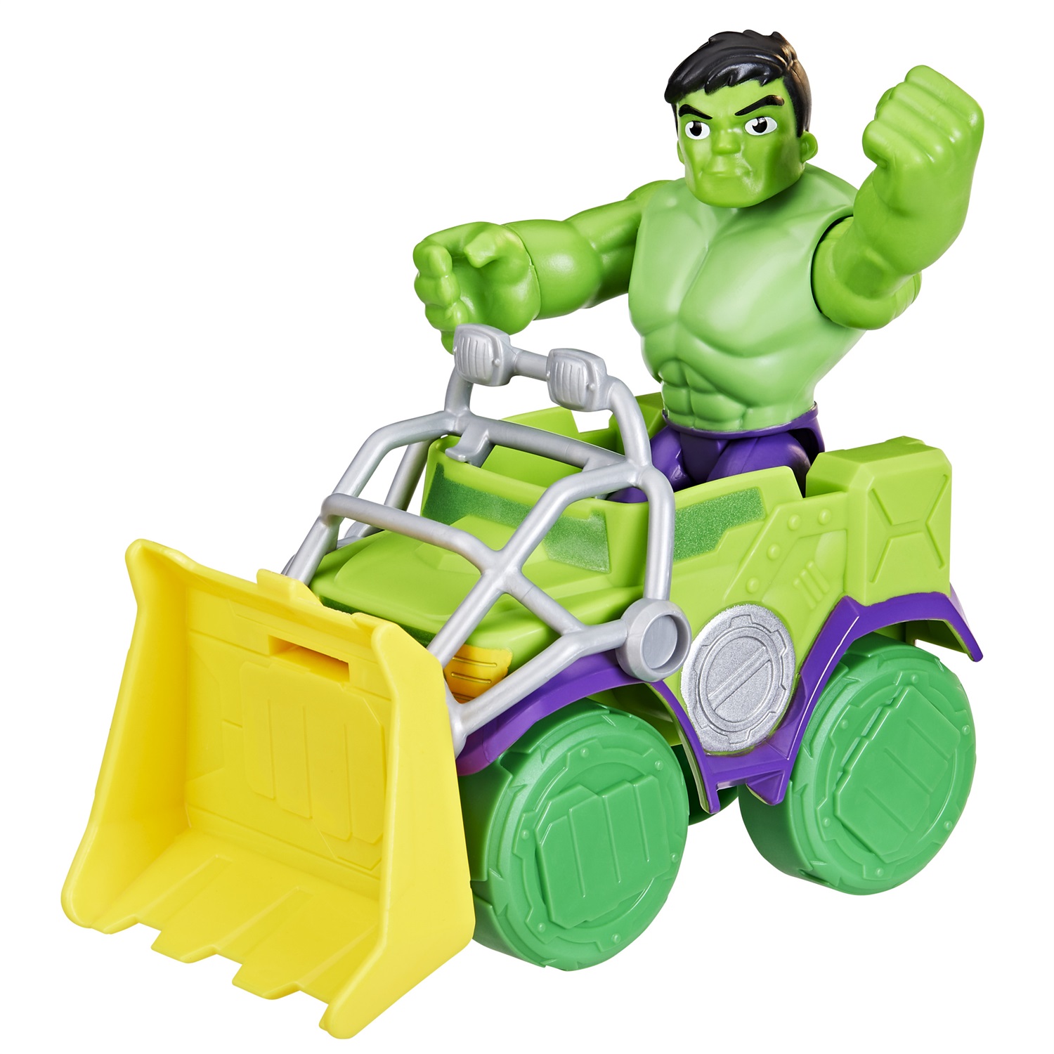 Hasbro Marvel Spidey e i Suoi Fantastici Amici - Set Hulk Smash Truck con Action Figure Snodabile di Hulk (10 cm), Veicolo e Accessorio Bulldozer, Giocattoli per Età Prescolare