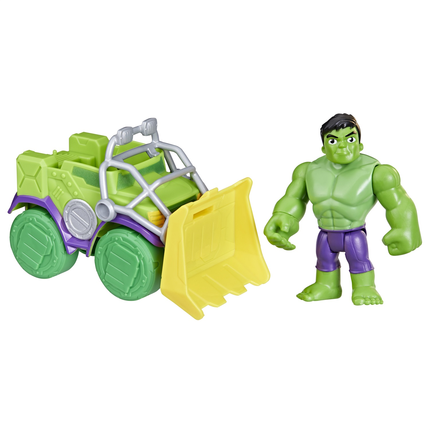 Hasbro Marvel Spidey e i Suoi Fantastici Amici - Set Hulk Smash Truck con Action Figure Snodabile di Hulk (10 cm), Veicolo e Accessorio Bulldozer, Giocattoli per Età Prescolare