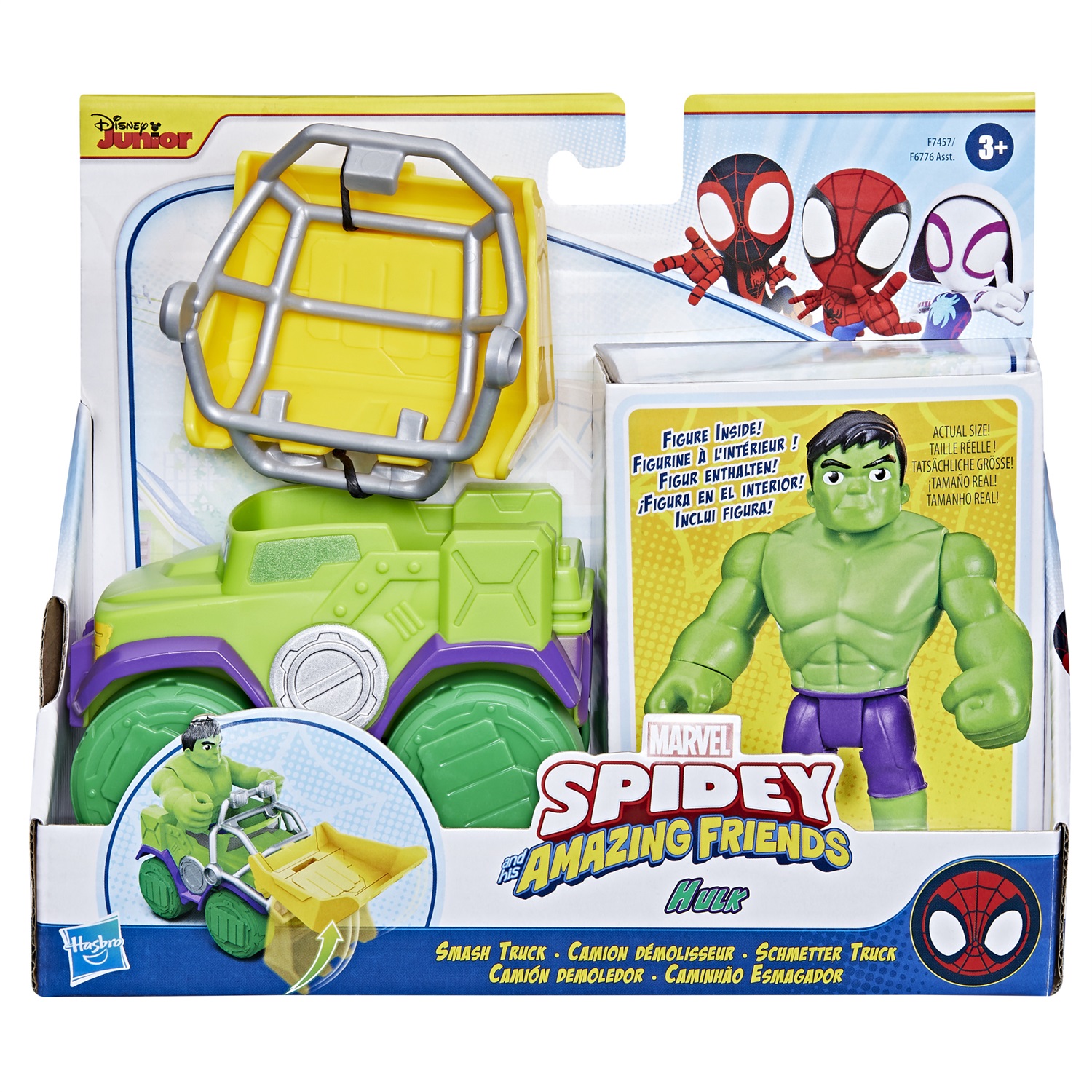 Hasbro Marvel Spidey e i Suoi Fantastici Amici - Set Hulk Smash Truck con Action Figure Snodabile di Hulk (10 cm), Veicolo e Accessorio Bulldozer, Giocattoli per Età Prescolare