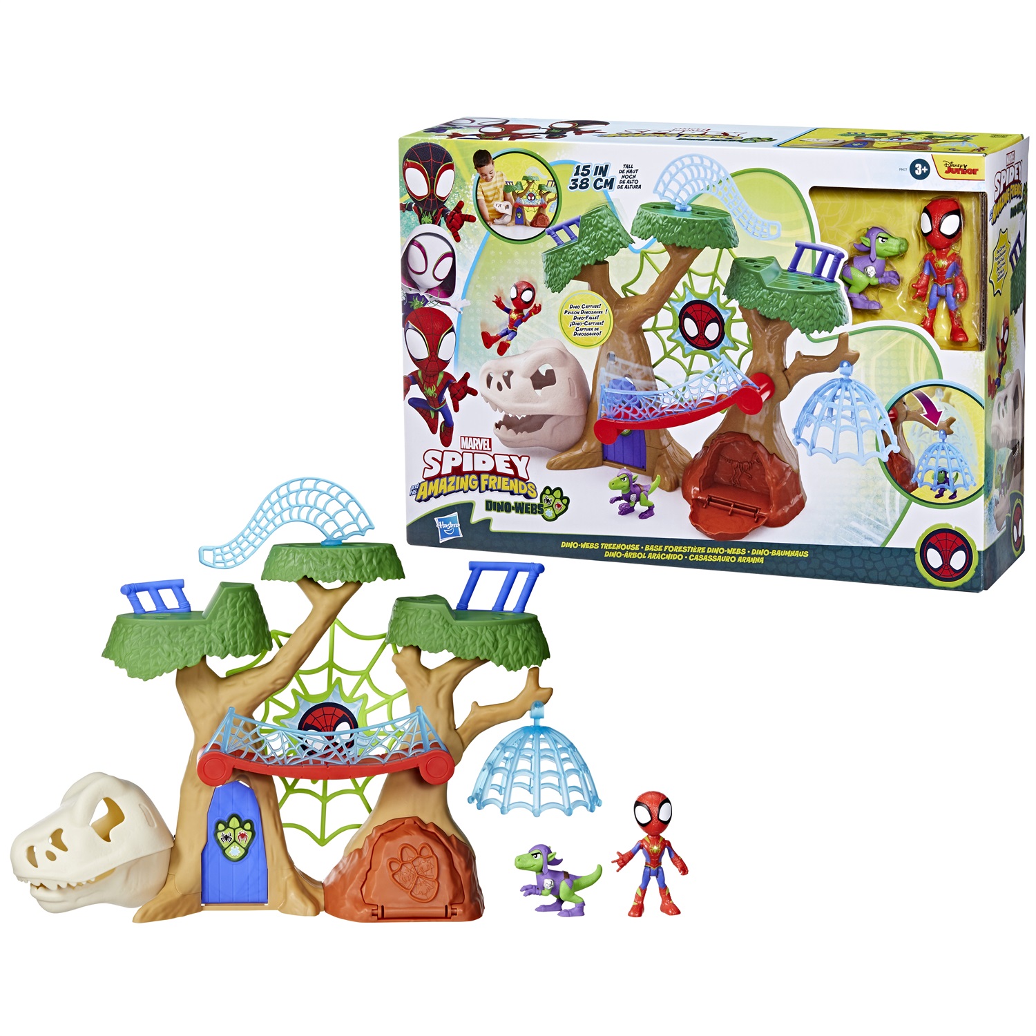 Hasbro Marvel Spidey e i Suoi Fantastici Amici - Casa sull'Albero di Spidey con Action Figure di Spidey da 10 cm e Dino Goblin da 6 cm, Playset Interattivo con Accessori