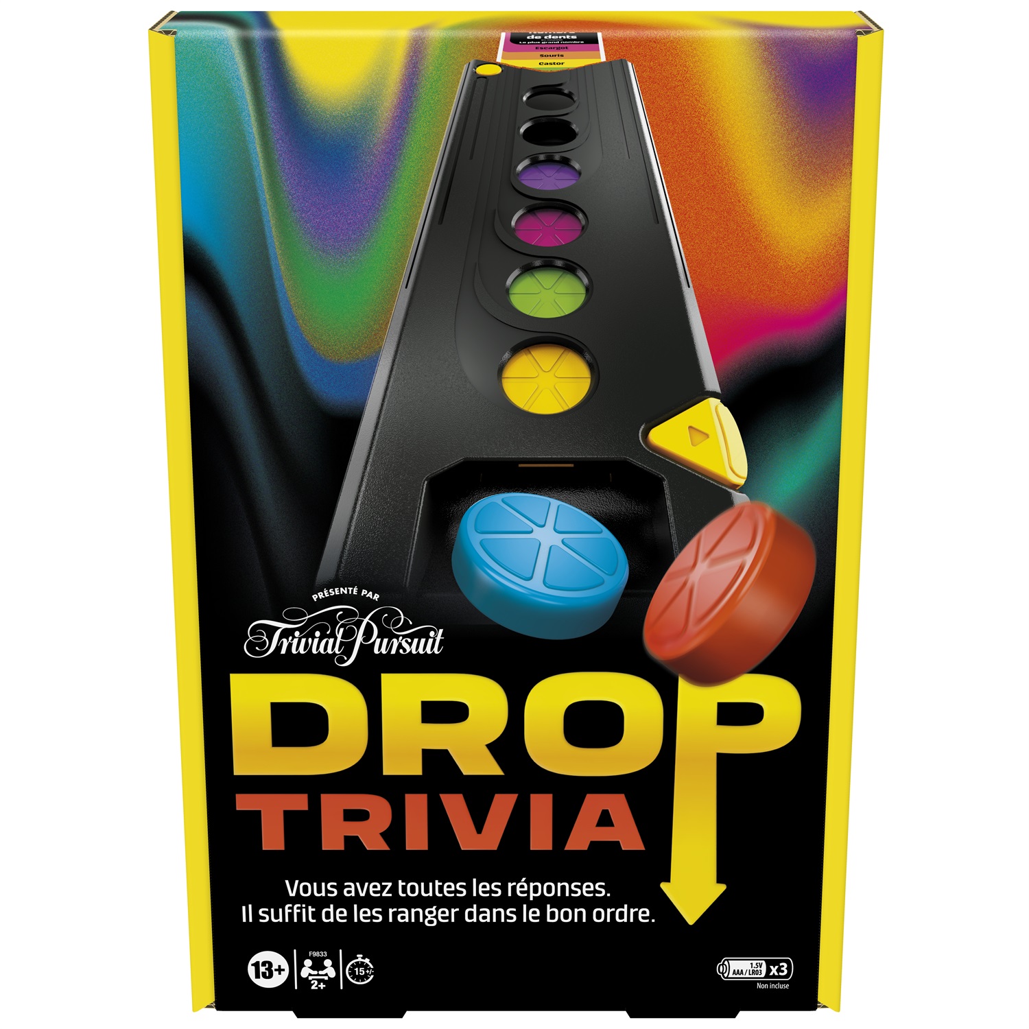 Hasbro Gaming Drop Trivia - Gioco da Tavolo Elettronico Multigiocatore Ispirato a Trivial Pursuit, Versione Francese, per 2 Giocatori, Età 13