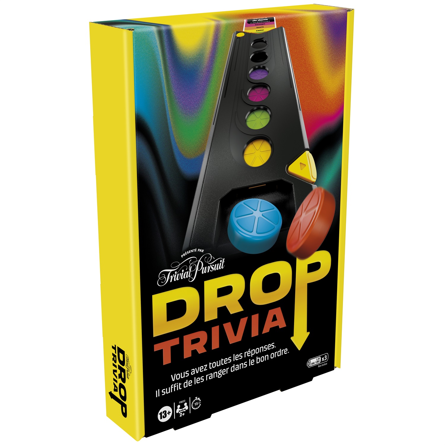 Hasbro Gaming Drop Trivia - Gioco da Tavolo Elettronico Multigiocatore Ispirato a Trivial Pursuit, Versione Francese, per 2 Giocatori, Età 13