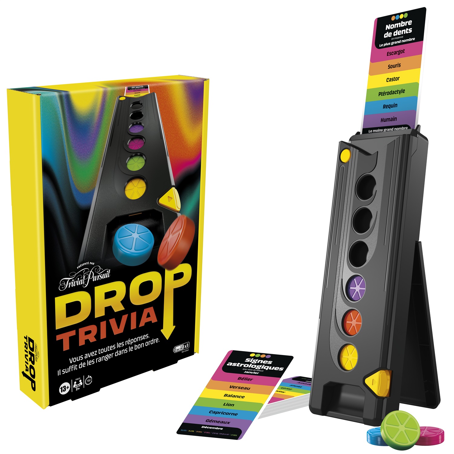 Hasbro Gaming Drop Trivia - Gioco da Tavolo Elettronico Multigiocatore Ispirato a Trivial Pursuit, Versione Francese, per 2 Giocatori, Età 13