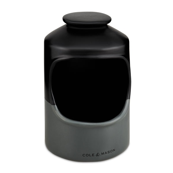 Cole & Mason H822136 Vaso Porta Sale in Ceramica Nero e Grigio, 163mm x 110mm, Barattolo Organizer per Sale, Erbe e Condimenti