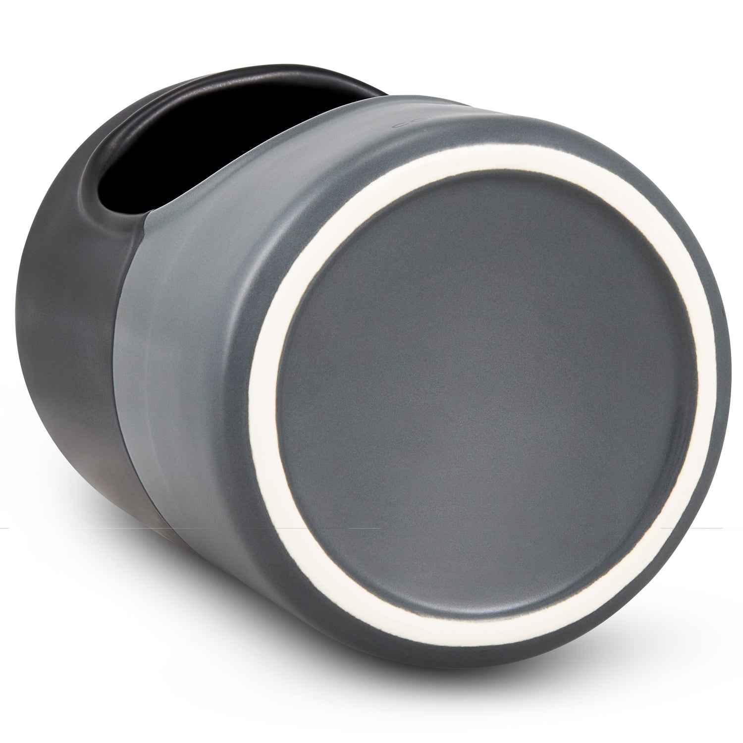 Cole & Mason H822136 Vaso Porta Sale in Ceramica Nero e Grigio, 163mm x 110mm, Barattolo Organizer per Sale, Erbe e Condimenti