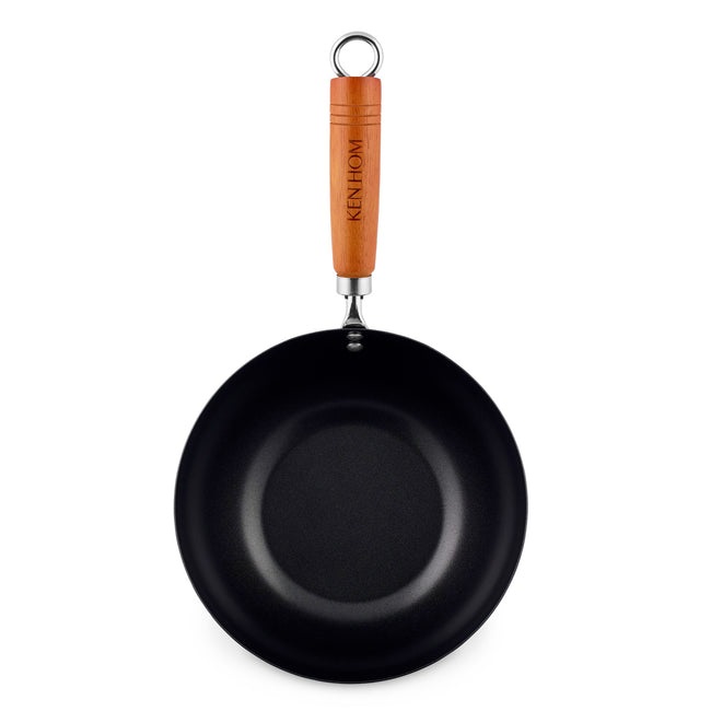 Ken Hom Mini Wok Antiaderente in Acciaio al Carbonio 20cm con Manico in Legno - Non a Induzione