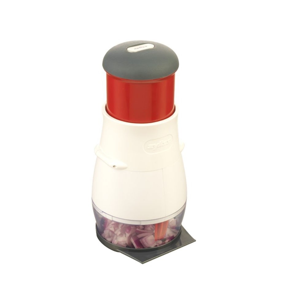 Zyliss E10402 Zick Zick 2 Tritatutto Manuale - Plastica e Acciaio Inossidabile, Bianco e Rosso, Lavabile in Lavastoviglie